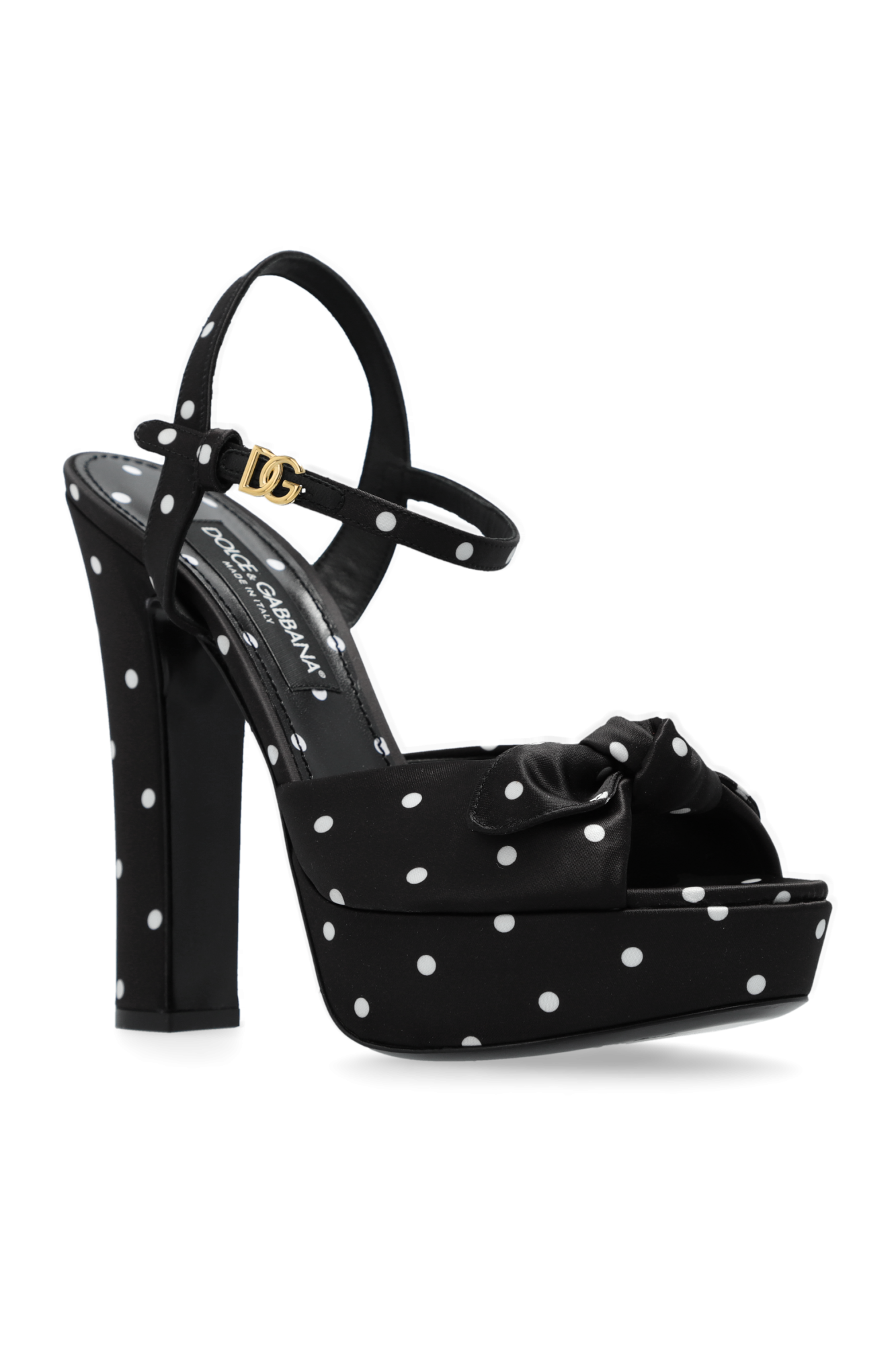 Dolce & Gabbana BLACK PLATFORM SANDALS 'BIANCA' 厚底サンダル Bianca embellished satin sandals in black - Dolce Gabbana